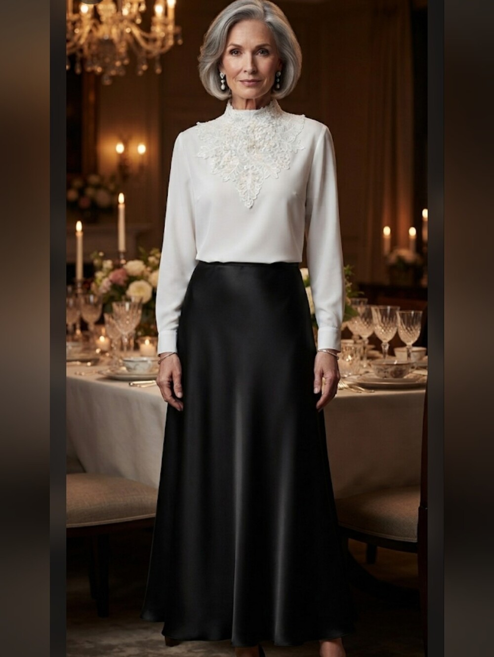 NWT'S KATHY CHE White Women's Blouse with Lace and Sequin Detail